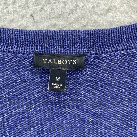 Talbots Sweater Womens Medium Blue Cardigan Button Up V Neck Knit 3/4 Sleeves - Picture 5 of 9